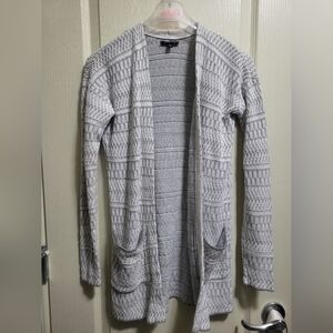 Gray Knit Open Front Cardigan